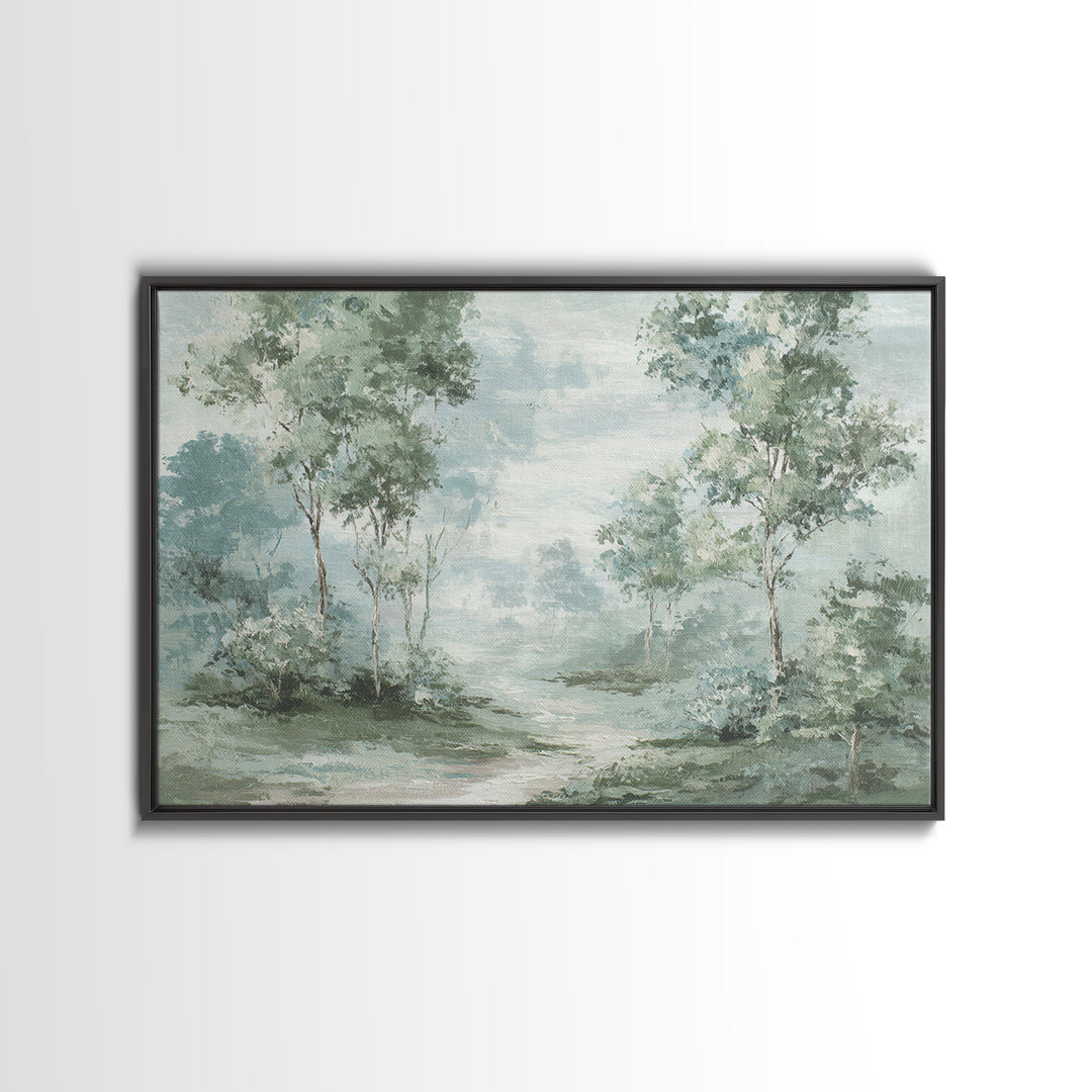 Misty Forest Path Framed Canvas Print, Waiting Room Art, Printable Art, Waiting Room Decor, Fine Art, Calm, Digital Art Print, WRA-3x2-15