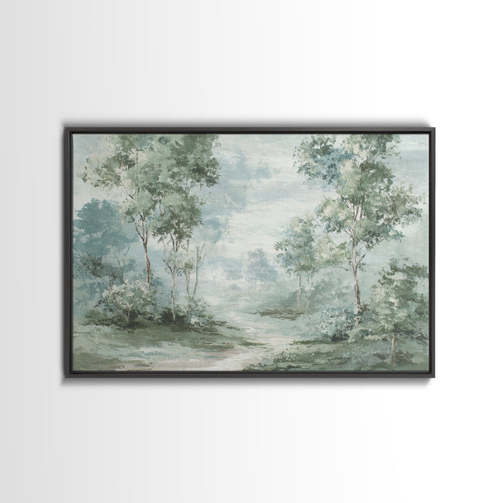 Misty Forest Path Framed Canvas Print, Waiting Room Art, Printable Art, Waiting Room Decor, Fine Art, Calm, Digital Art Print, WRA-3x2-15