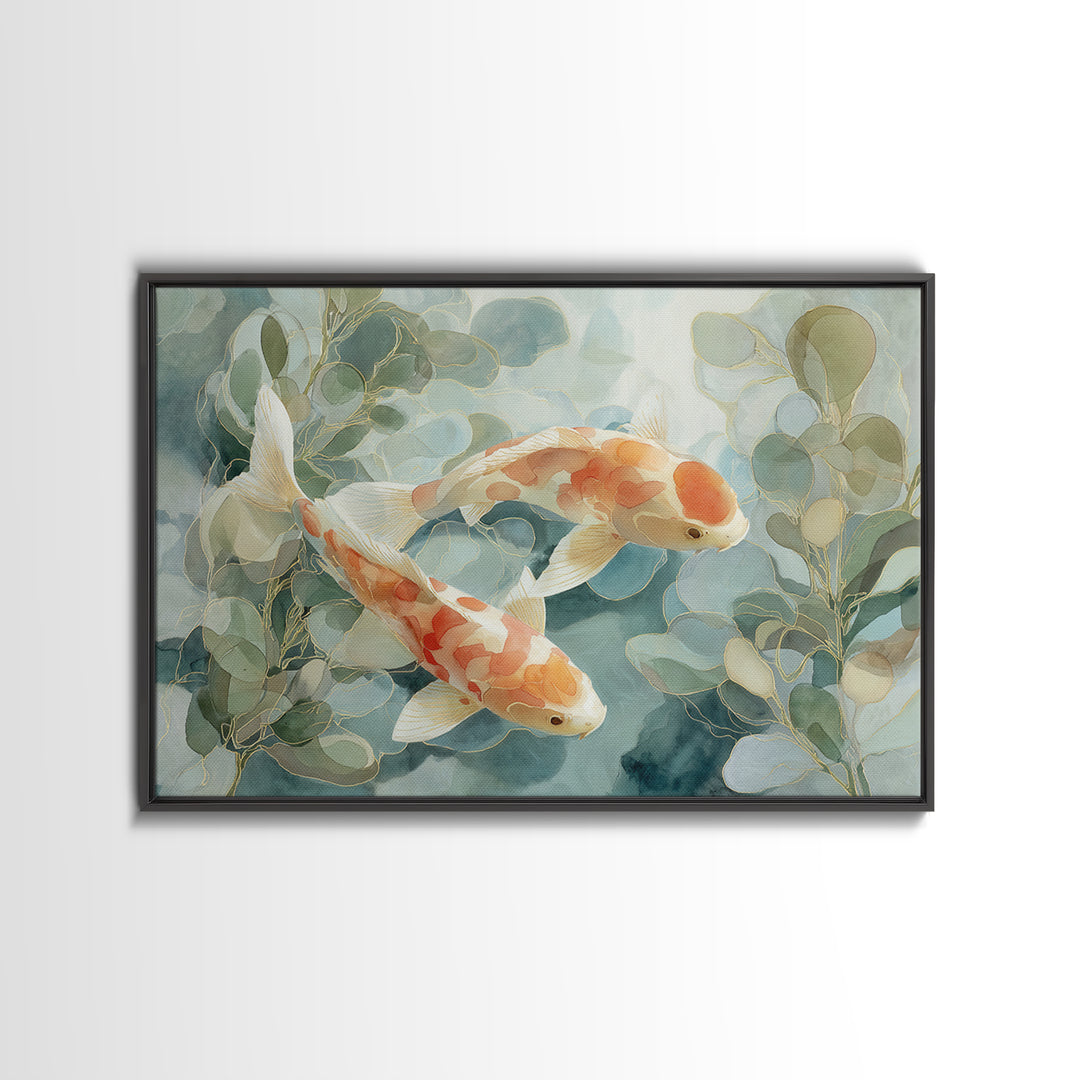 Gentle Koi Fish Canvas Print, Waiting Room Art, Office Wall Art, Waiting Room Decor, Watercolor Art, Calm, Dental Wall Art, WRA-3x2-26