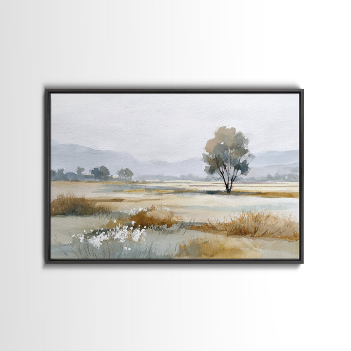 Open Field with Distant Tree Canvas Print, Waiting Room Art, Modern Art, Waiting Room Decor, Calm, Therapy Office Decor, WRA-3x2-3