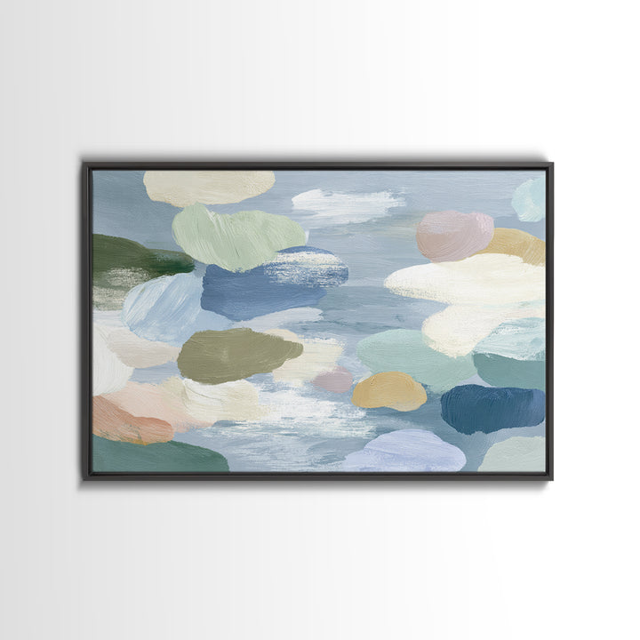 Pastel Rainbow Shapes for Pediatric Spaces Framed Canvas Print, Waiting Room Art, Bauhaus Print, Waiting Room Decor, WRA-3x2-46