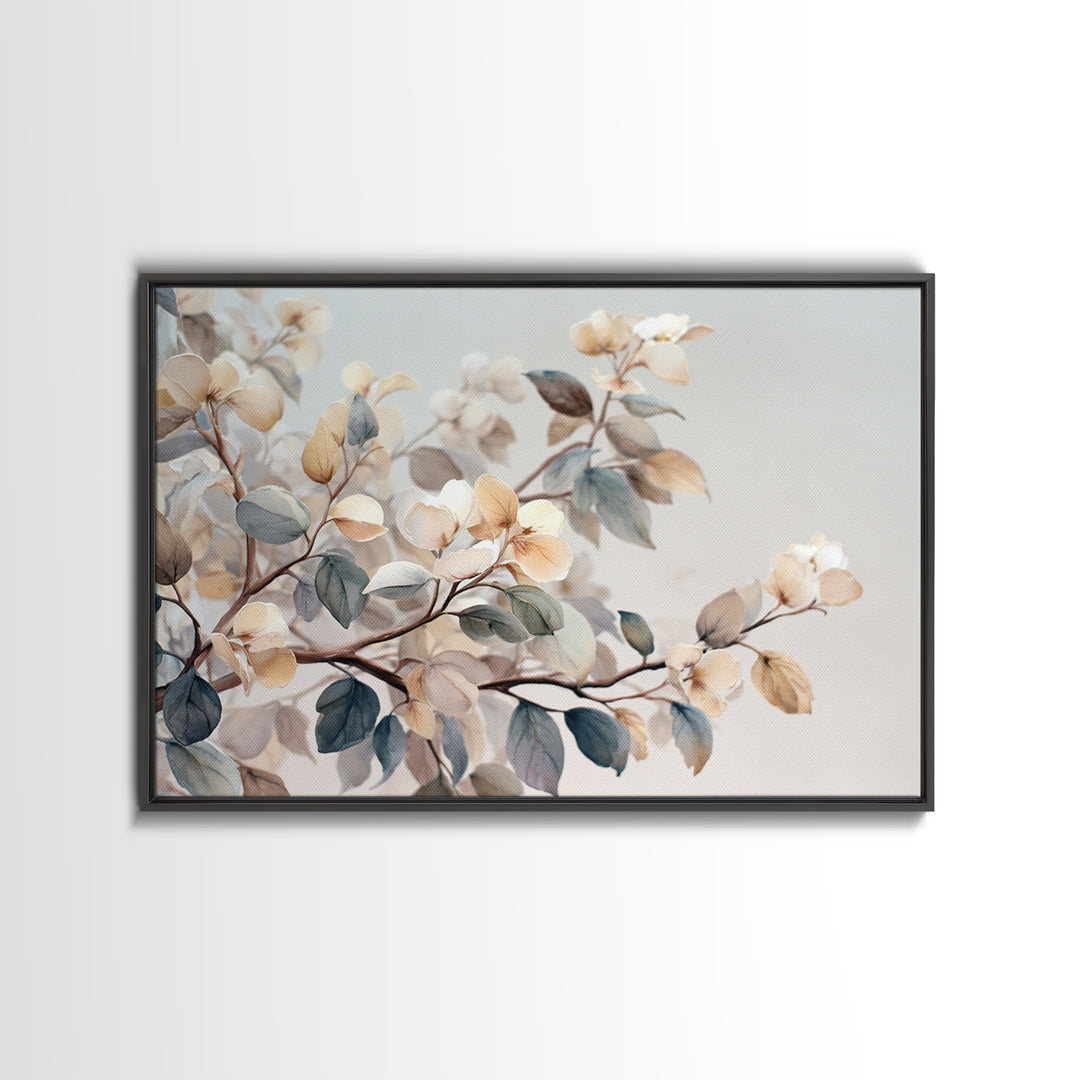 Neutral Botanical Branch Framed Canvas Print, Waiting Room Art, Home Decor, Waiting Room Decor, Fine Art, Calm, Modern Art, WRA-3x2-7