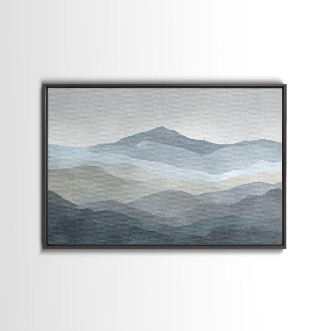 Simple Mountain Layers Framed Canvas Print, Waiting Room Art, Landscape, Waiting Room Decor, Watercolor Art, Calm, WRA-3x2-90