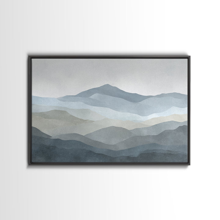 Simple Mountain Layers Framed Canvas Print, Waiting Room Art, Landscape, Waiting Room Decor, Watercolor Art, Calm, WRA-3x2-90