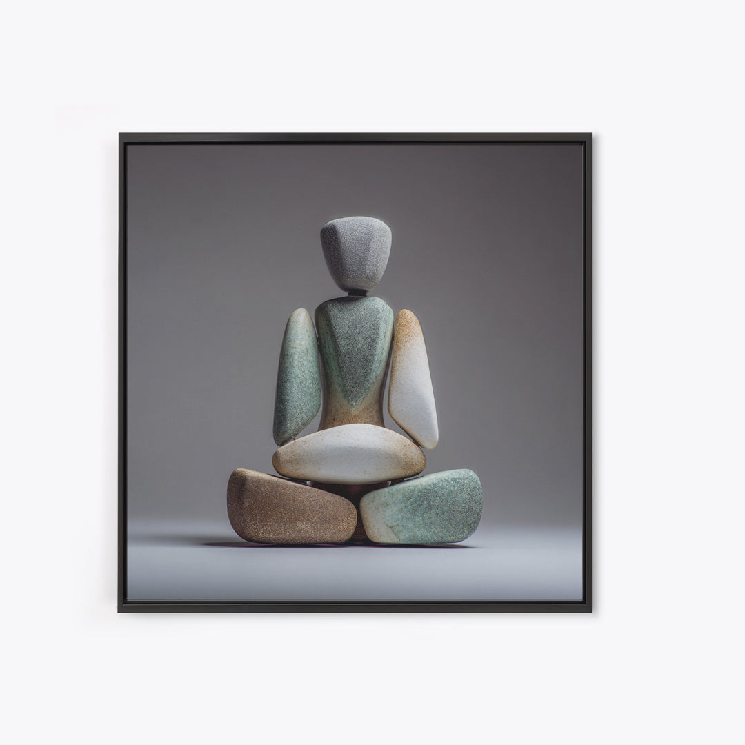 Seated Meditation Figure Canvas Print, Yoga Studio Art, Neutral Decor, Yoga Studio Decor, Oil Painting, Balance, Home Decor, YSA-1x1-49