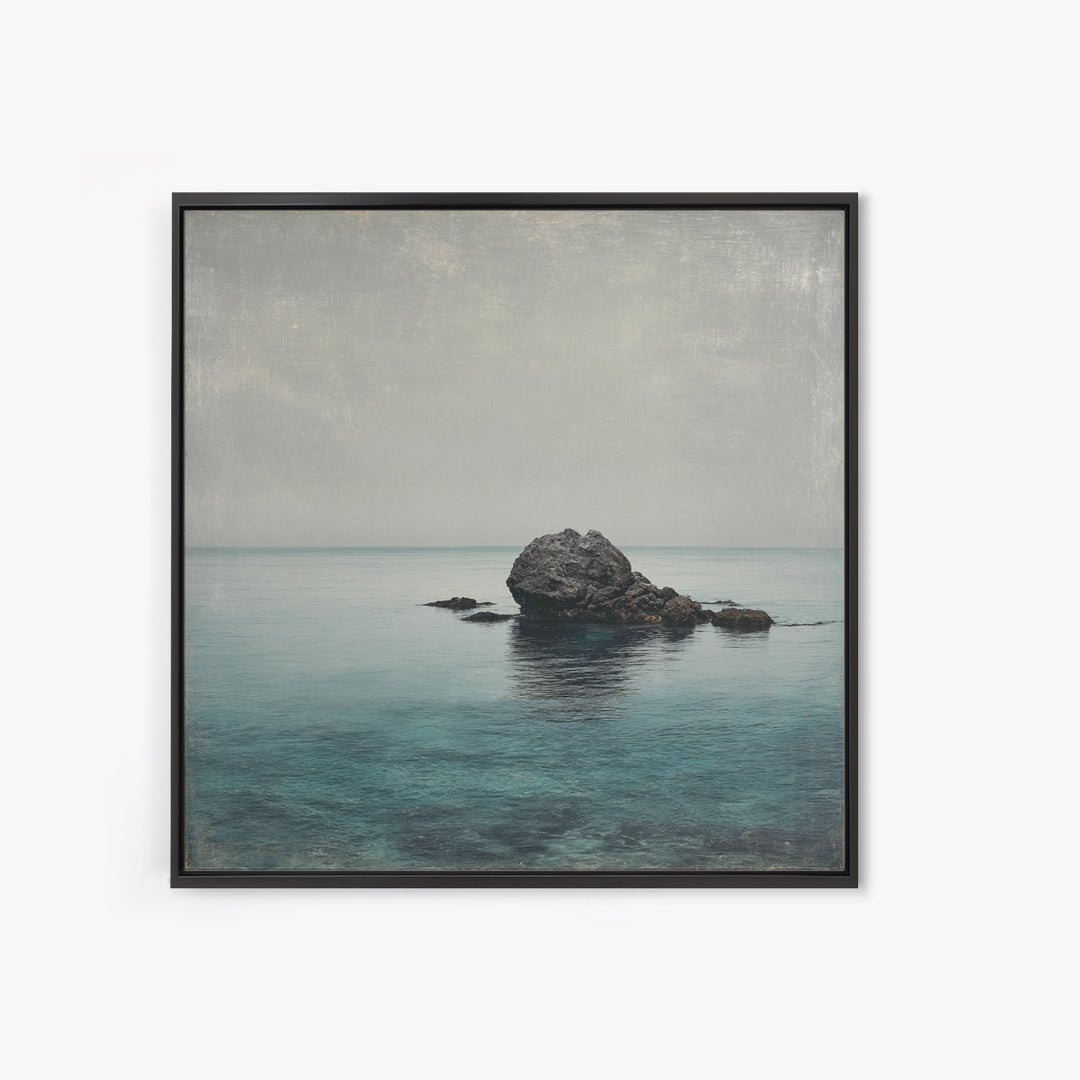Ocean Horizon with Meditative Stillness Framed Canvas Print, Yoga Studio Art, Mandala Wall Art, Yoga Studio Decor, Balance, YSA-1x1-64