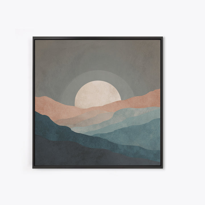 Moon Phase Arc Above Mountain Silhouette Canvas Print, Yoga Studio Art, Room Decor, Yoga Studio Decor, Fine Art, Balance, YSA-1x1-77