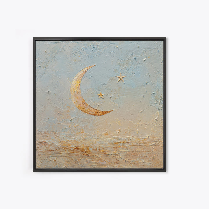 Crescent Moon and Stars Canvas Print, Yoga Studio Art, Southwest Decor, Yoga Studio Decor, Fine Art, Balance, Textured Painting, YSA-1x1-90
