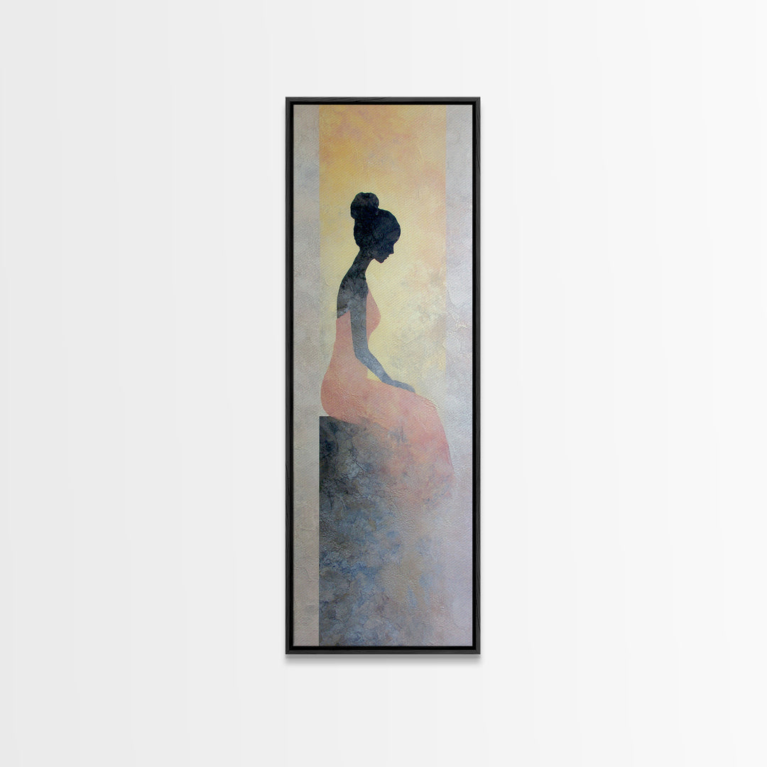 Soft Watercolor Aura Around Seated Figure Canvas Print, Yoga Studio Art, Wall Art, Yoga Studio Decor, Fine Art, Balance, YSA-1x3-35