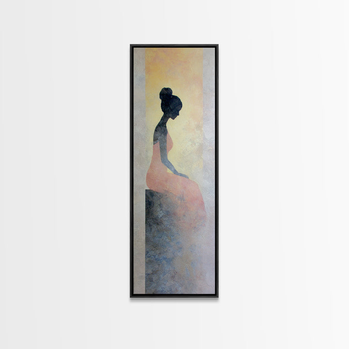 Soft Watercolor Aura Around Seated Figure Canvas Print, Yoga Studio Art, Wall Art, Yoga Studio Decor, Fine Art, Balance, YSA-1x3-35