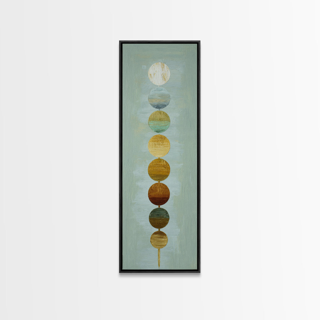 Chakra Color Circles Framed Canvas Print, Yoga Studio Art, Boho Wall Hanging, Yoga Studio Decor, Fine Art, Balance, YSA-1x3-50