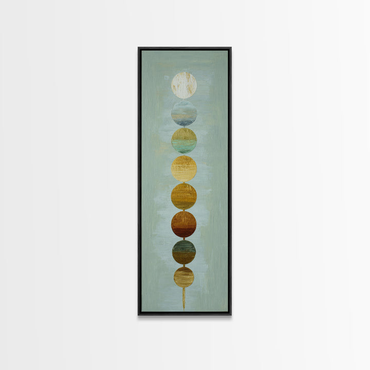 Chakra Color Circles Framed Canvas Print, Yoga Studio Art, Boho Wall Hanging, Yoga Studio Decor, Fine Art, Balance, YSA-1x3-50