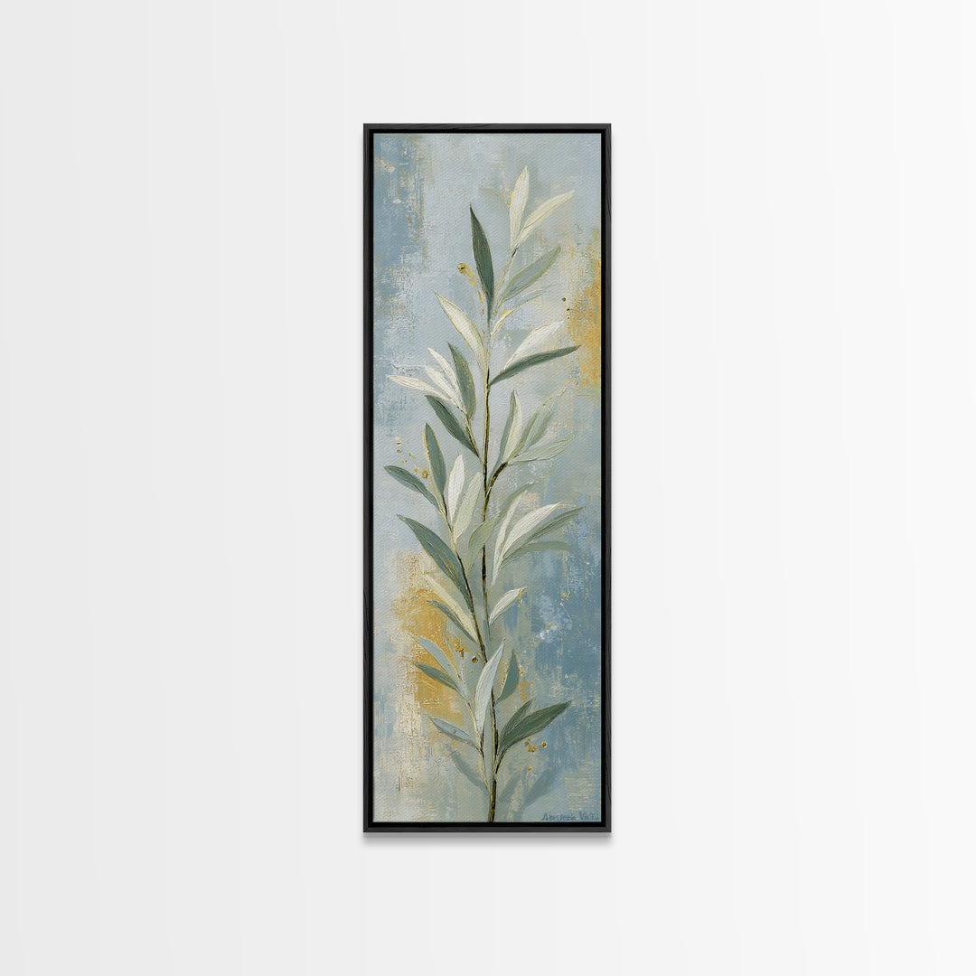 Sage Green Botanical Branch Study Framed Canvas Print, Yoga Studio Art, Neutral Decor, Yoga Studio Decor, Fine Art, Balance, YSA-1x3-53