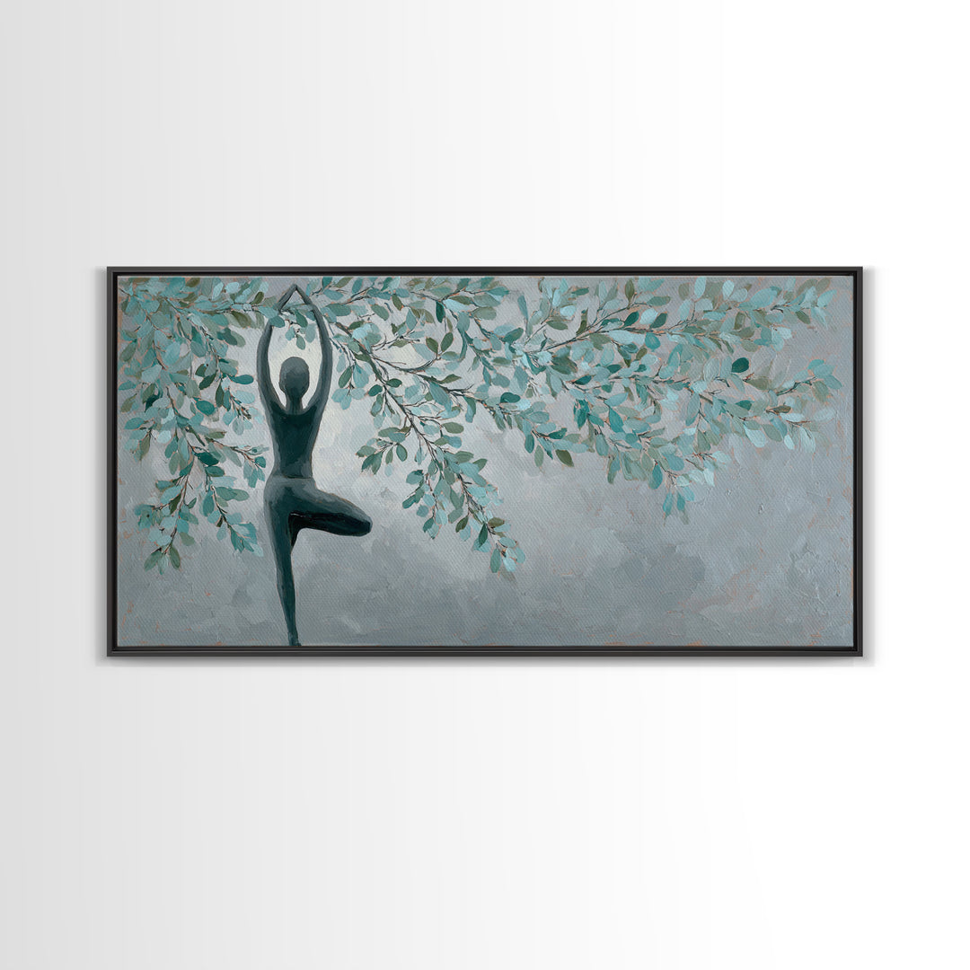 Tree Pose Figure Canvas Print, Yoga Studio Art, Boho Decor, Yoga Studio Decor, Balance, Bookshelf Decor, Printable Art, YSA-2x1-2