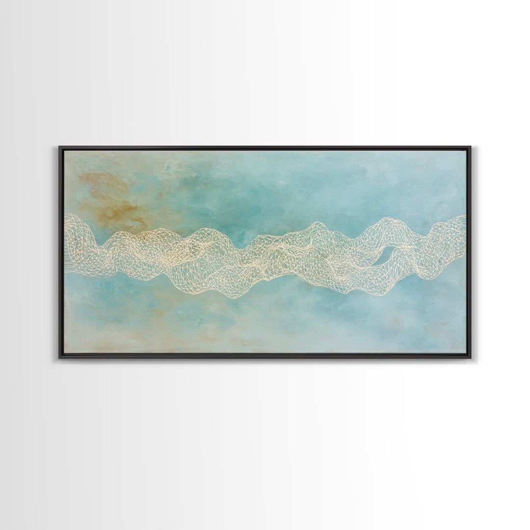 Abstract Breath Waves Framed Canvas Print, Yoga Studio Art, Minimalist Wall Art, Yoga Studio Decor, Fine Art, Balance, YSA-2x1-3