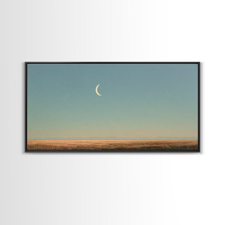 Crescent Moon and Stars Canvas Print, Yoga Studio Art, Room Decor, Yoga Studio Decor, Oil Painting, Balance, Wall Art Print, YSA-2x1-62