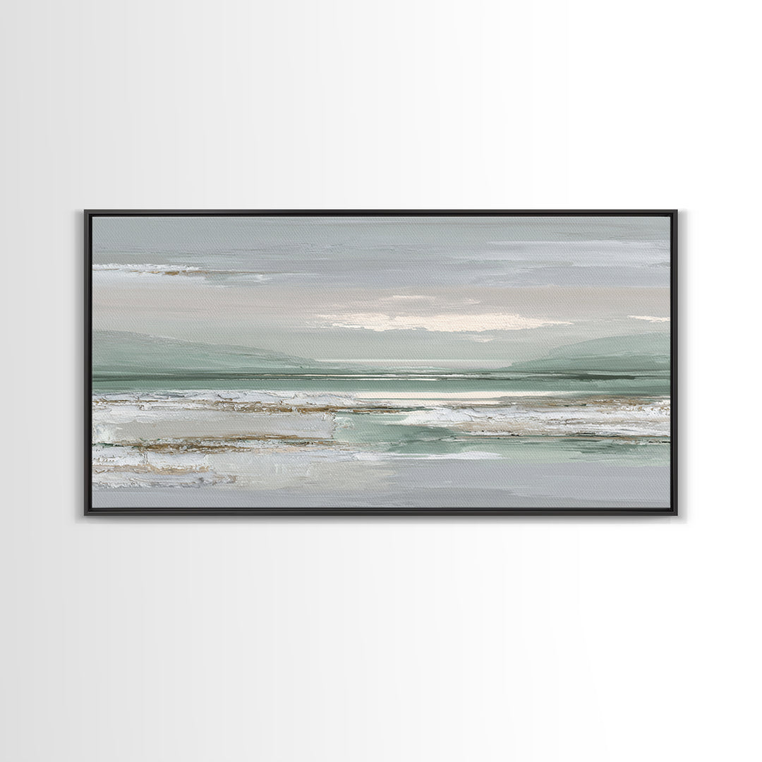 Peaceful Desert Horizon Framed Canvas Print, Yoga Studio Art, Nature Prints, Yoga Studio Decor, Oil Painting, Balance, YSA-2x1-80