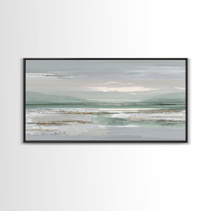 Peaceful Desert Horizon Framed Canvas Print, Yoga Studio Art, Nature Prints, Yoga Studio Decor, Oil Painting, Balance, YSA-2x1-80