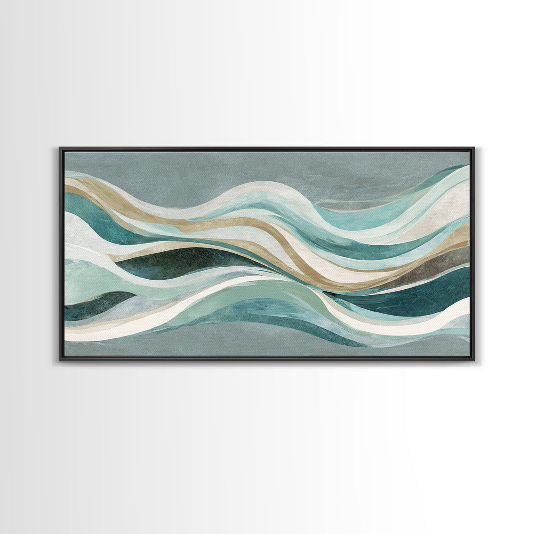 Abstract Breath Waves Framed Canvas Print, Yoga Studio Art, Large Wall Decor, Yoga Studio Decor, Abstract Art, Balance, YSA-2x1-99