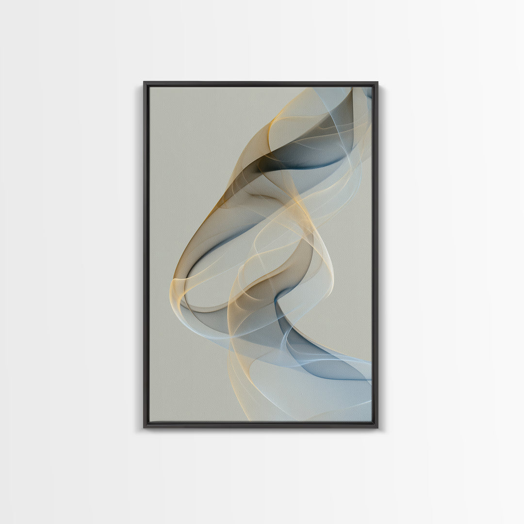 Incense Smoke Forming Abstract Curves Framed Canvas Print, Yoga Studio Art, Living Room Decor, Yoga Studio Decor, Abstract Art, YSA-2x3-53