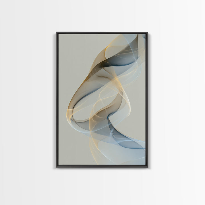 Incense Smoke Forming Abstract Curves Framed Canvas Print, Yoga Studio Art, Living Room Decor, Yoga Studio Decor, Abstract Art, YSA-2x3-53