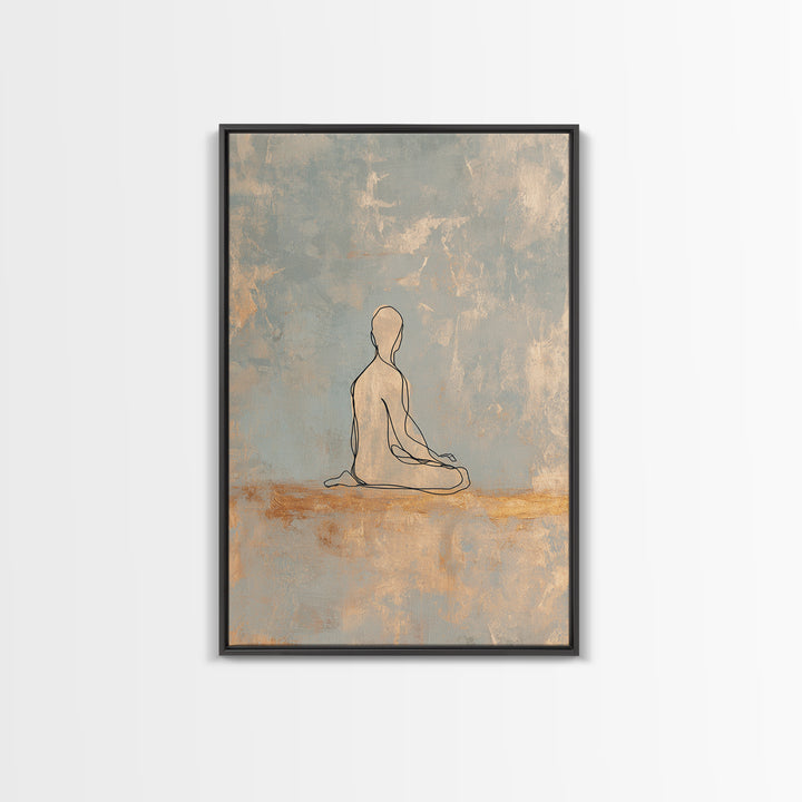 Minimal Yoga Pose Line Drawing Canvas Print, Yoga Studio Art, Bookshelf Decor, Yoga Studio Decor, Abstract Art, Balance, YSA-2x3-82