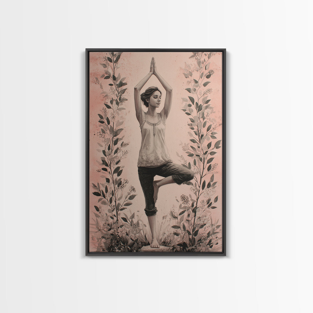 Tree Pose Figure Canvas Print, Yoga Studio Art, Printable Art, Yoga Studio Decor, Fine Art, Balance, Art Nouveau Decor, YSA-2x3-86