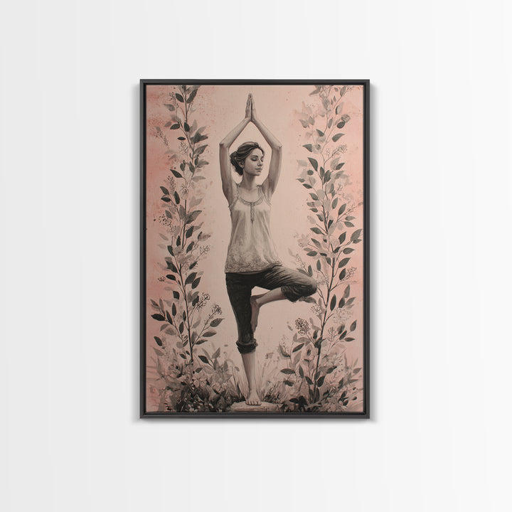 Tree Pose Figure Canvas Print, Yoga Studio Art, Printable Art, Yoga Studio Decor, Fine Art, Balance, Art Nouveau Decor, YSA-2x3-86