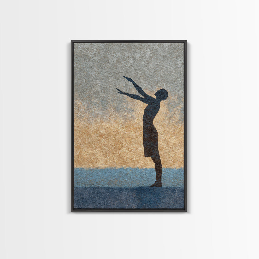 Sun Salutation Silhouette Sequence Without Text Canvas Print, Yoga Studio Art, Living Room Decor, Yoga Studio Decor, Balance, YSA-2x3-88
