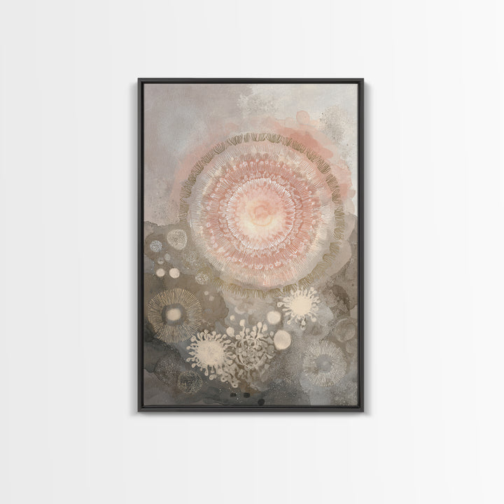 Mandala in Soft Earth Tones Framed Canvas Print, Yoga Studio Art, Wall Art Printable, Yoga Studio Decor, Watercolor Art, YSA-2x3-89