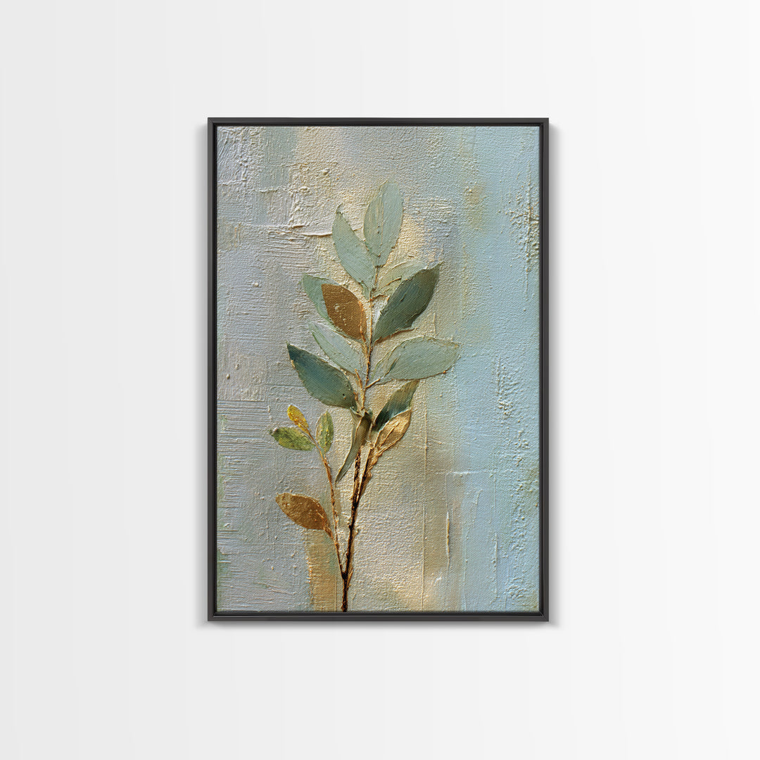 Sage Green Botanical Branch Study Framed Canvas Print, Yoga Studio Art, African American Art, Yoga Studio Decor, Watercolor Art, YSA-2x3-97