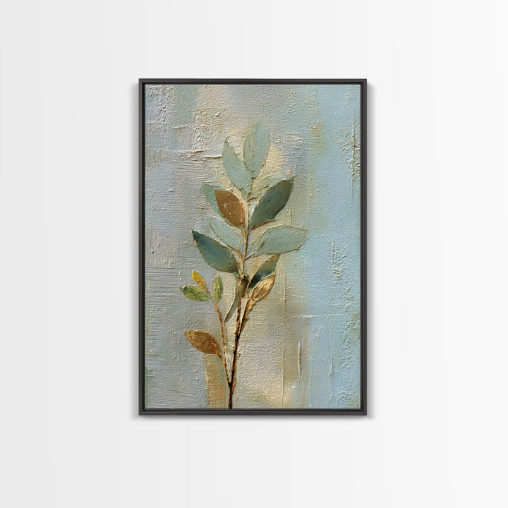 Sage Green Botanical Branch Study Framed Canvas Print, Yoga Studio Art, African American Art, Yoga Studio Decor, Watercolor Art, YSA-2x3-97