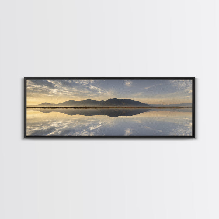 Sunrise Mountain Lake Reflection Framed Canvas Print, Yoga Studio Art, Zen Wall Art, Yoga Studio Decor, Watercolor Art, Balance, YSA-3x1-12