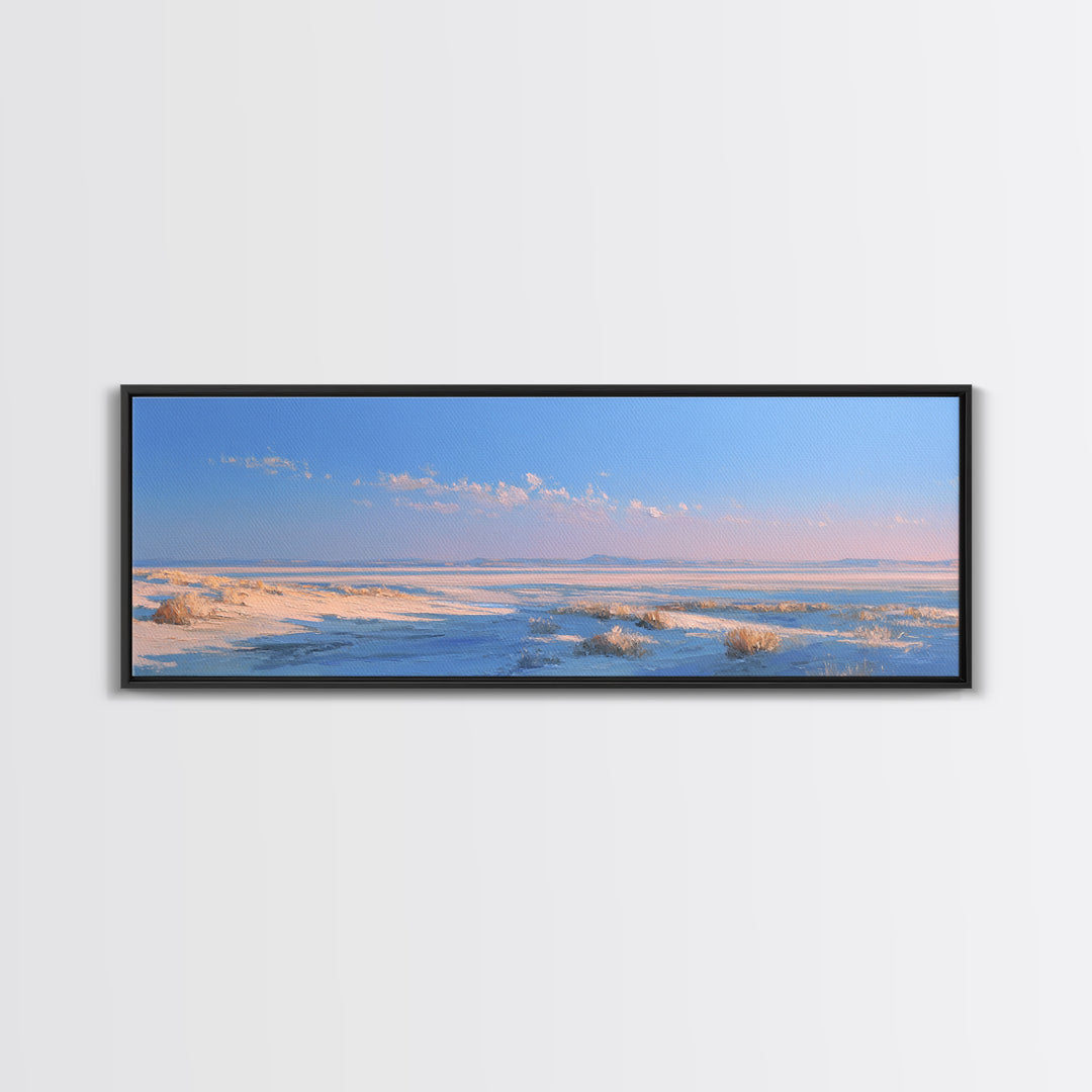 Peaceful Desert Horizon Framed Canvas Print, Yoga Studio Art, Southwest Decor, Yoga Studio Decor, Fine Art, Balance, YSA-3x1-28