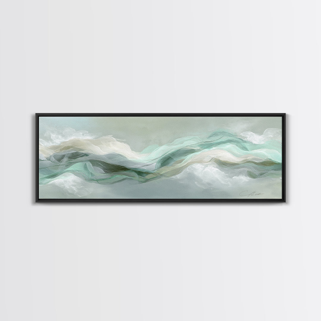 Abstract Breath Waves Canvas Print, Yoga Studio Art, Living Room Wall Art, Yoga Studio Decor, Balance, Black and White Art, YSA-3x1-71