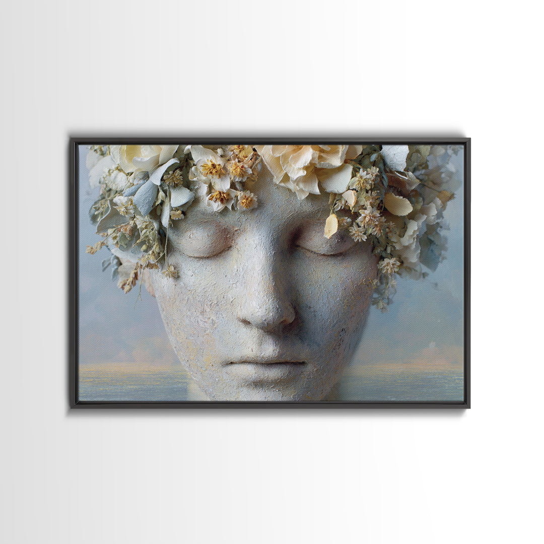 Closed Eye Face Framed Canvas Print, Yoga Studio Art, Boho Art, Yoga Studio Decor, Fine Art, Balance, Fine Art Print, YSA-3x2-41