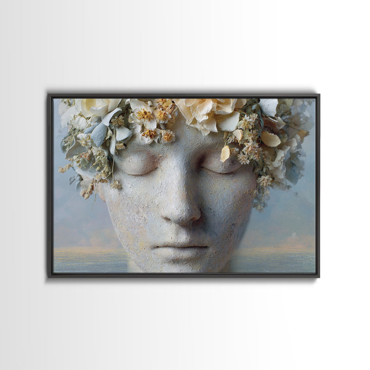 Closed Eye Face Framed Canvas Print, Yoga Studio Art, Boho Art, Yoga Studio Decor, Fine Art, Balance, Fine Art Print, YSA-3x2-41
