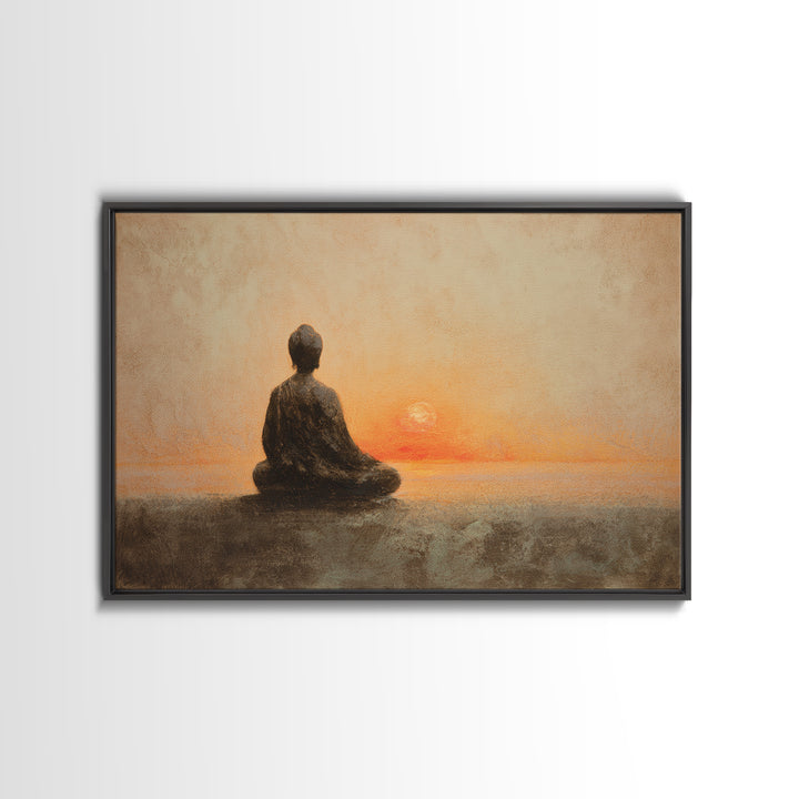 Seated Meditation Figure Framed Canvas Print, Yoga Studio Art, Gallery Decor, Yoga Studio Decor, Oil Painting, Balance, YSA-3x2-77
