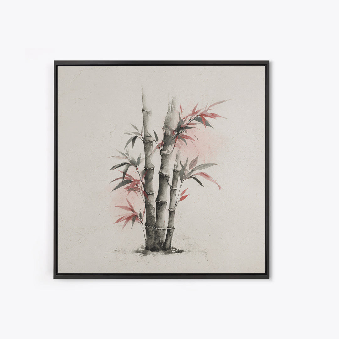 Bamboo Stalks in Sparse Ink Wash Framed Canvas Print, Zen Art, Flower Print, Living Room Decor, Fine Art, Zen, ZEN-1x1-2