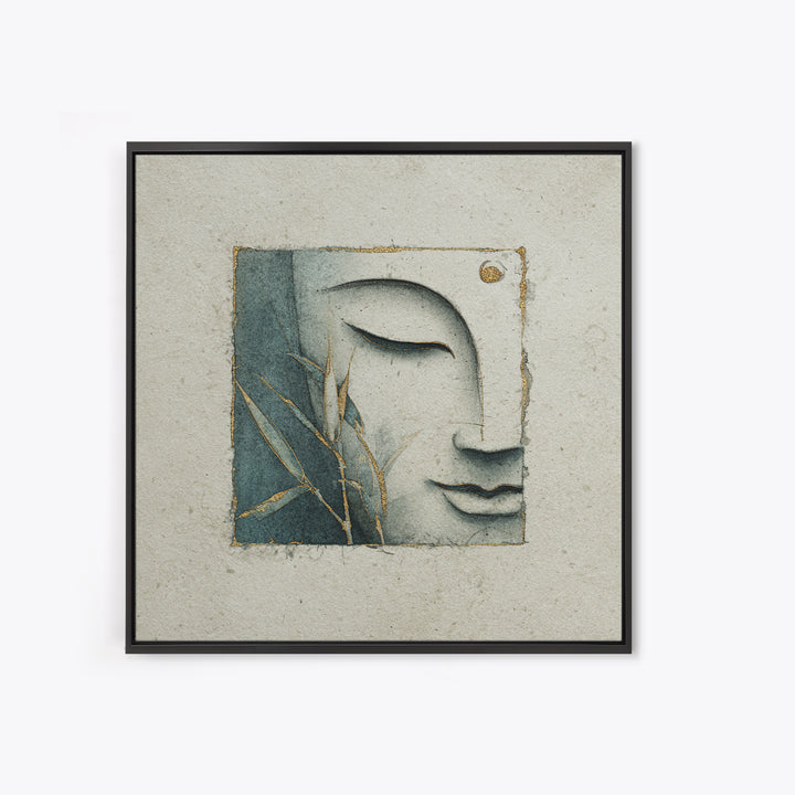 Calm Face with Closed Eyes and Simple Canvas Print, Zen Art, Japanese Decor, Living Room Decor, Fine Art, Zen, Luxury Decor, ZEN-1x1-22