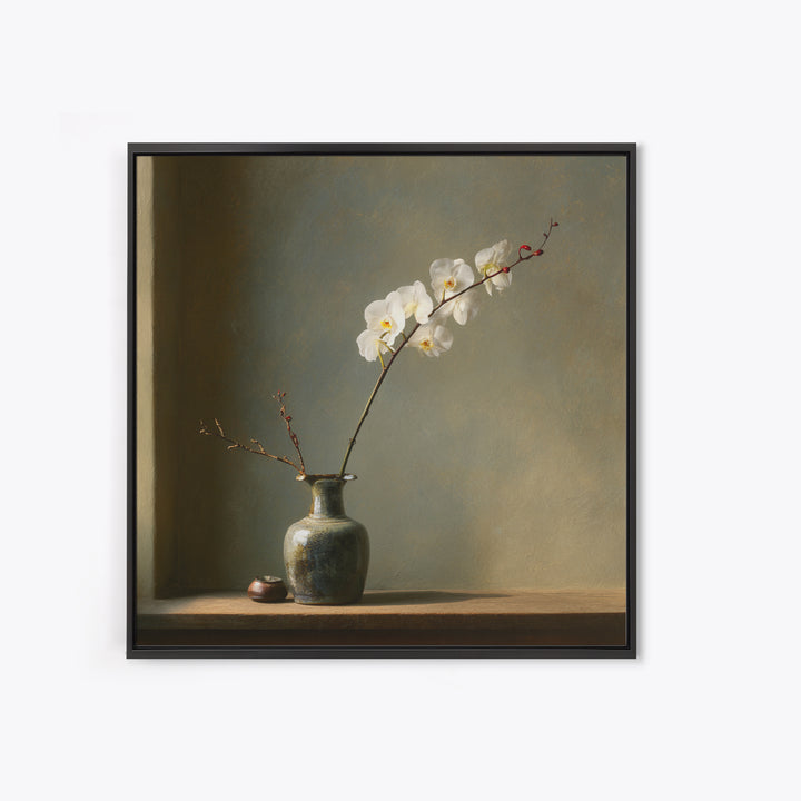 Single Orchid Stem Canvas Print, Zen Art, Living Room Decor, Fine Art, Zen, Japanese Decor, Flower Print, Neutral Wall Art, ZEN-1x1-23