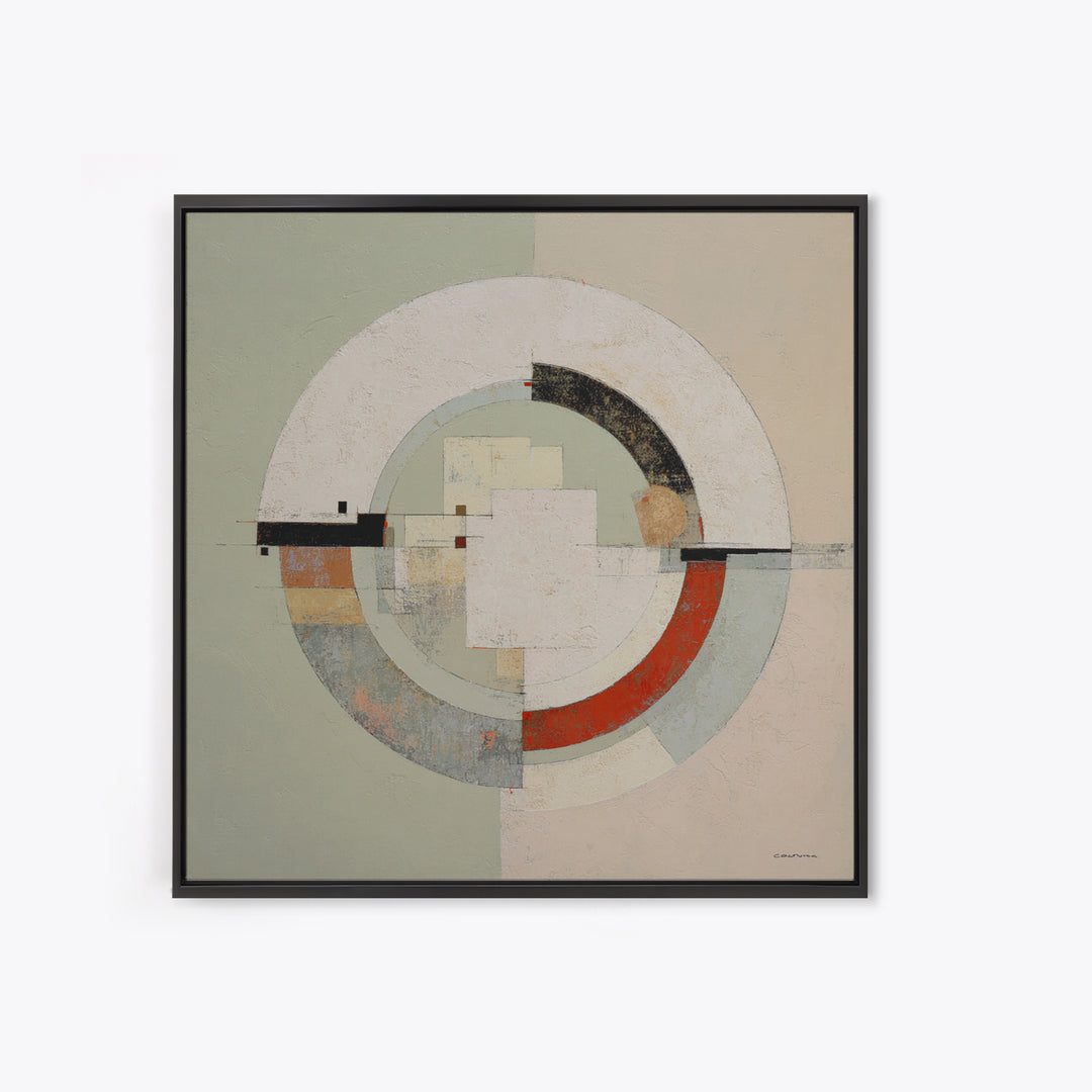 Abstract Balance of Circle Square and Line Framed Canvas Print, Zen Art, Statement Artwork, Living Room Decor, Abstract Art, ZEN-1x1-67
