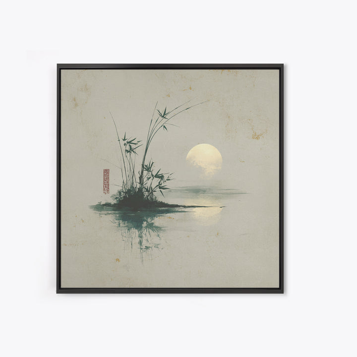 Moon Reflected in Quiet Pond Canvas Print, Zen Art, Textured Painting, Living Room Decor, Oil Painting, Zen, Abstract Art, ZEN-1x1-82