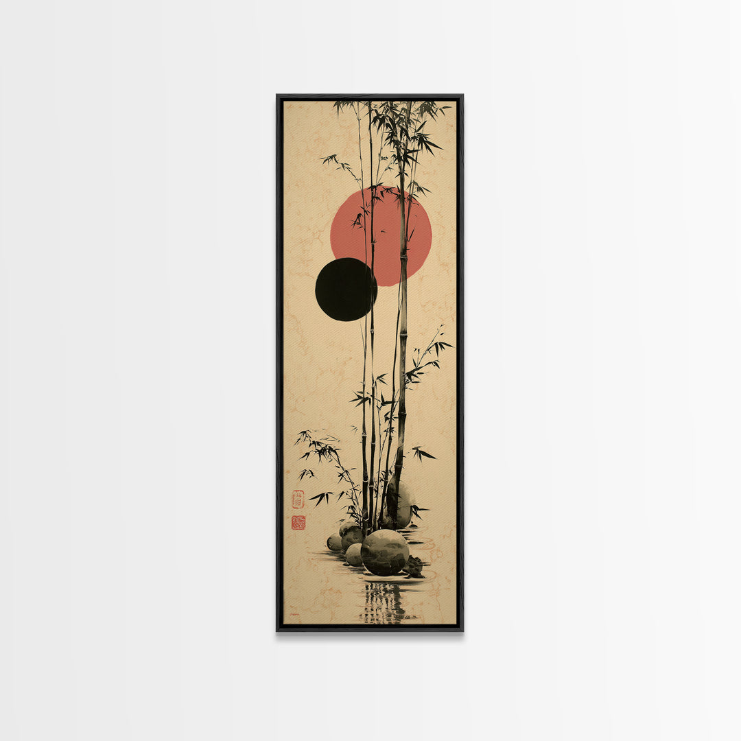 Single Black Ens Circle on Warm Paper Canvas Print, Zen Art, Original Painting, Living Room Decor, Zen, Abstract Painting, ZEN-1x3-37