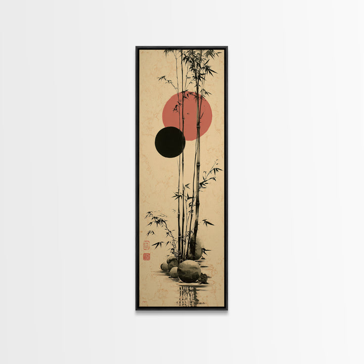 Single Black Ens Circle on Warm Paper Canvas Print, Zen Art, Original Painting, Living Room Decor, Zen, Abstract Painting, ZEN-1x3-37