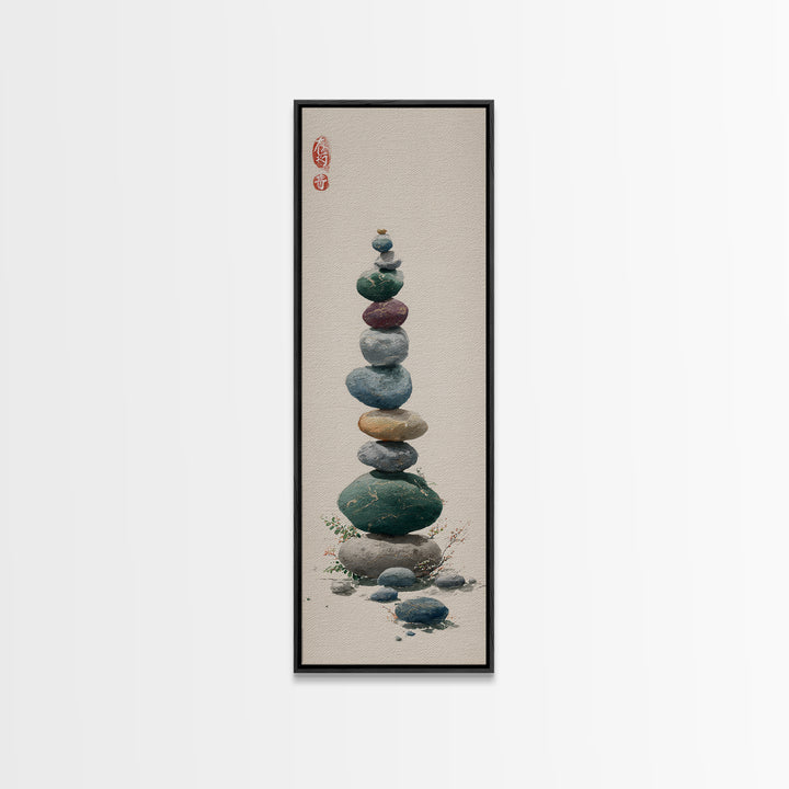 Smooth Pebbles Arranged Framed Canvas Print, Zen Art, Contemporary Art, Living Room Decor, Fine Art, Zen, Wall Art, Home Decor, ZEN-1x3-47