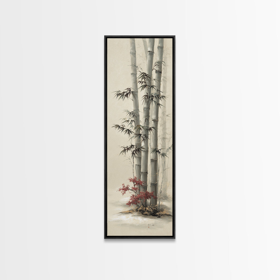 Bamboo Stalks in Sparse Ink Wash Framed Canvas Print, Zen Art, Minimalist Decor, Living Room Decor, Zen, Printable Art, ZEN-1x3-62