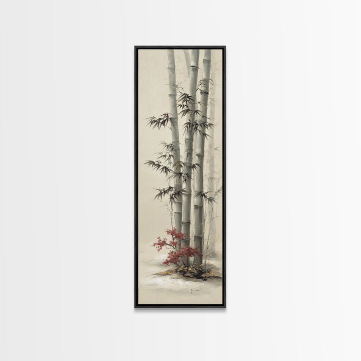 Bamboo Stalks in Sparse Ink Wash Framed Canvas Print, Zen Art, Minimalist Decor, Living Room Decor, Zen, Printable Art, ZEN-1x3-62
