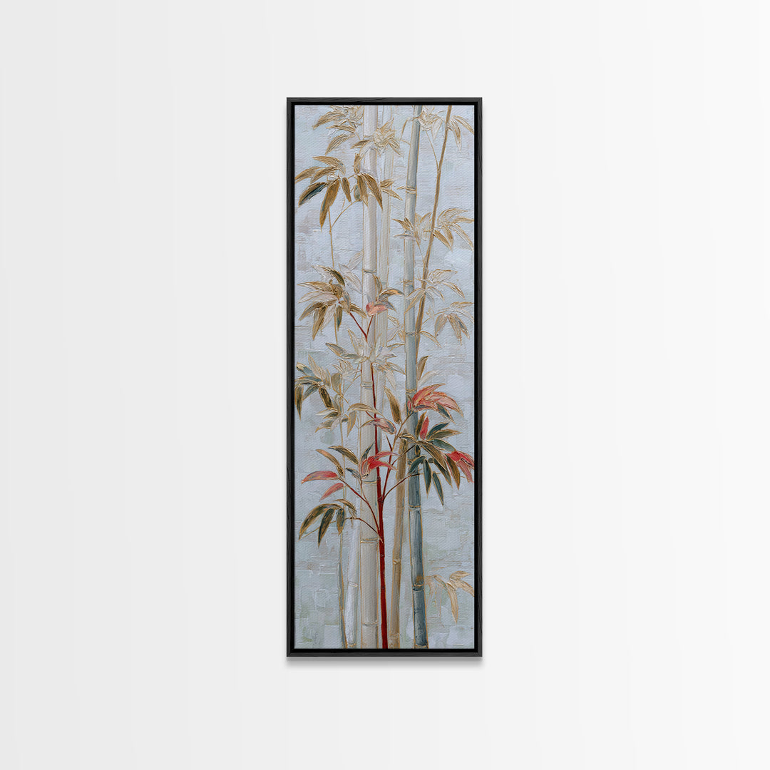 Minimal Bamboo Leaves Canvas Print, Zen Art, Abstract Art, Living Room Decor, Zen, Wabi Sabi Wall Art, Extra Large Wall Art, ZEN-1x3-77