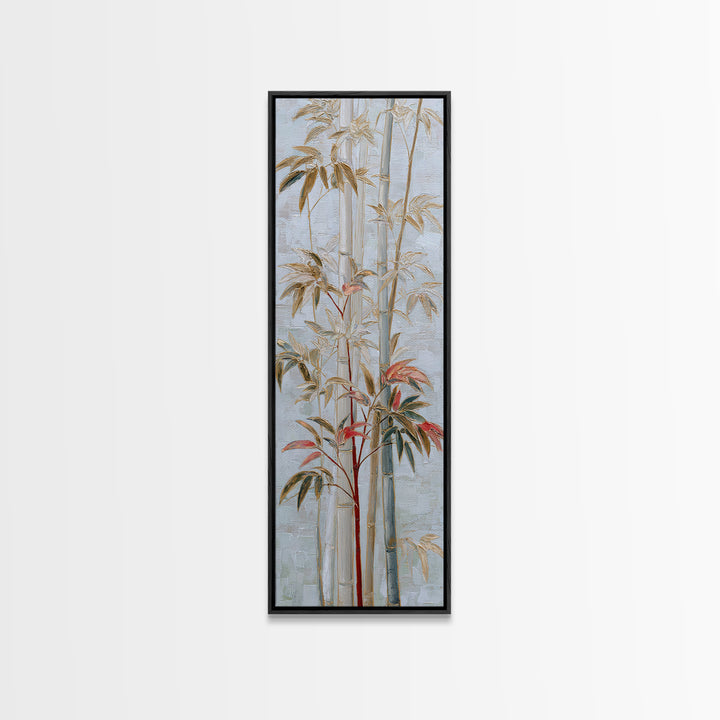 Minimal Bamboo Leaves Canvas Print, Zen Art, Abstract Art, Living Room Decor, Zen, Wabi Sabi Wall Art, Extra Large Wall Art, ZEN-1x3-77